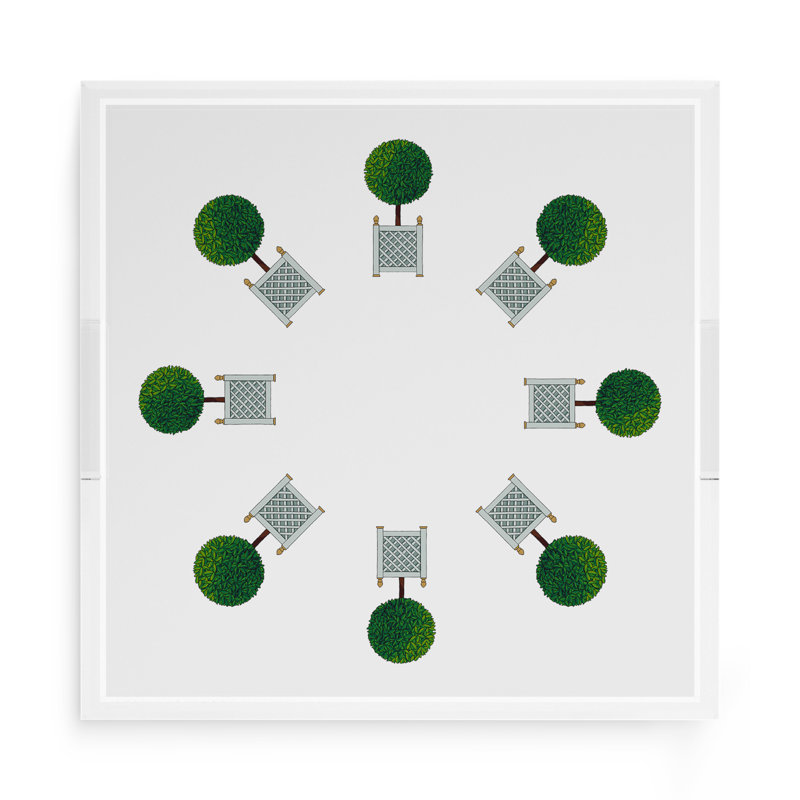Timothy Corrigan Topiary Radial Acrylic Square Decorative Tray, 2" H x 15" W x 15" D