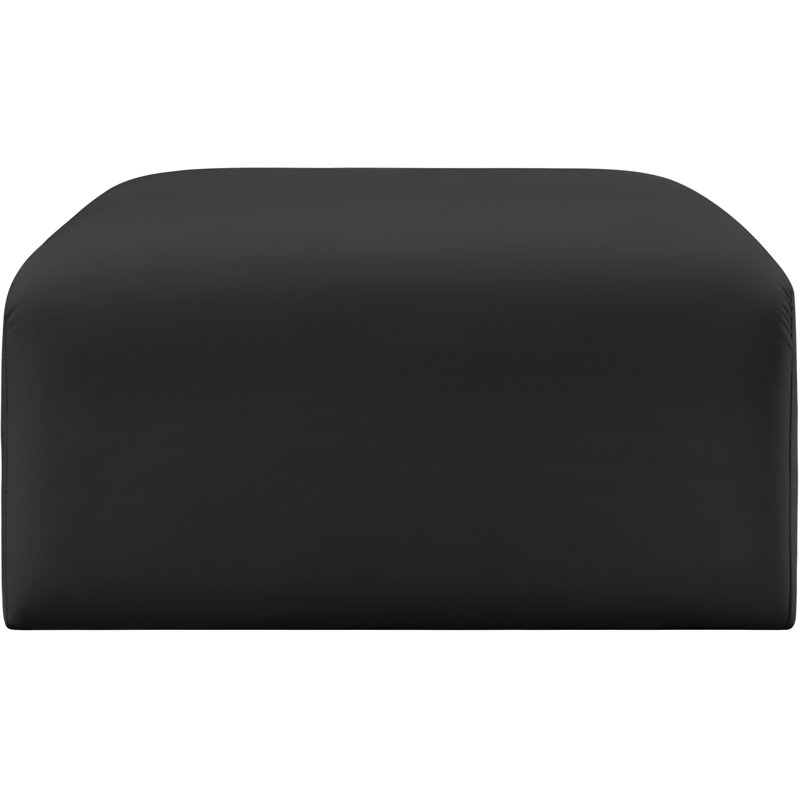 Hristea Upholstered Ottoman, Black Vegan Leather