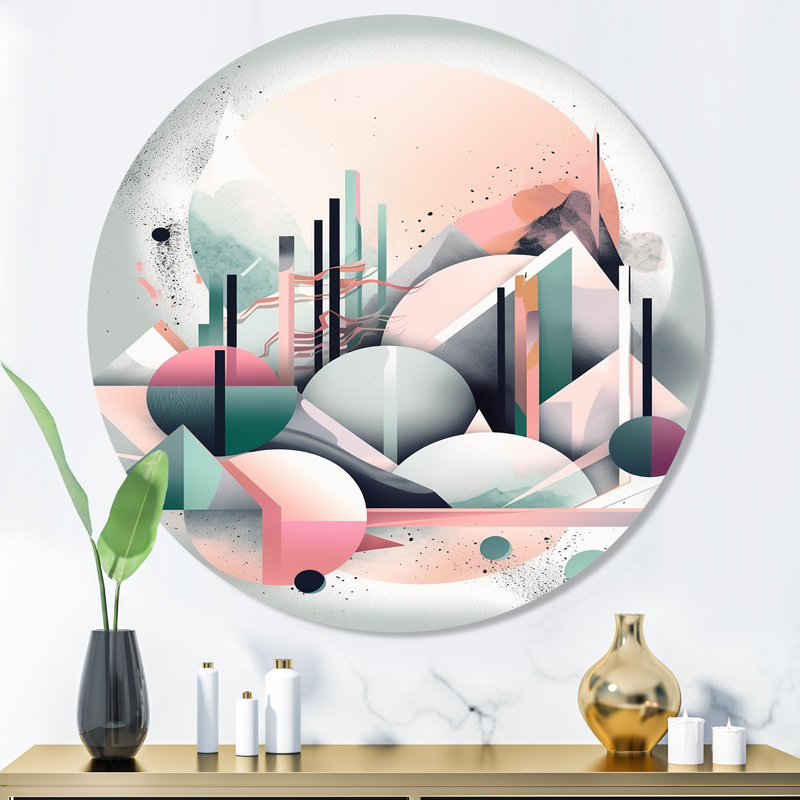 Essence of Abstract Minimalisme I - Minimalisme abstrait, art mural rond sur métal, H 36 po x l 36 po x P 1 po