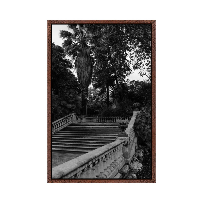 Ciutadella Park 1 Piece Wall Art on Canvas, 66.04cm H x 45.72cm W x 3.81cm D, Classic Brown Wood Framed