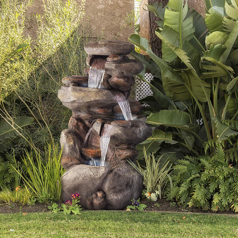 Hailey Weather Resistant Cascade Fountain with Light