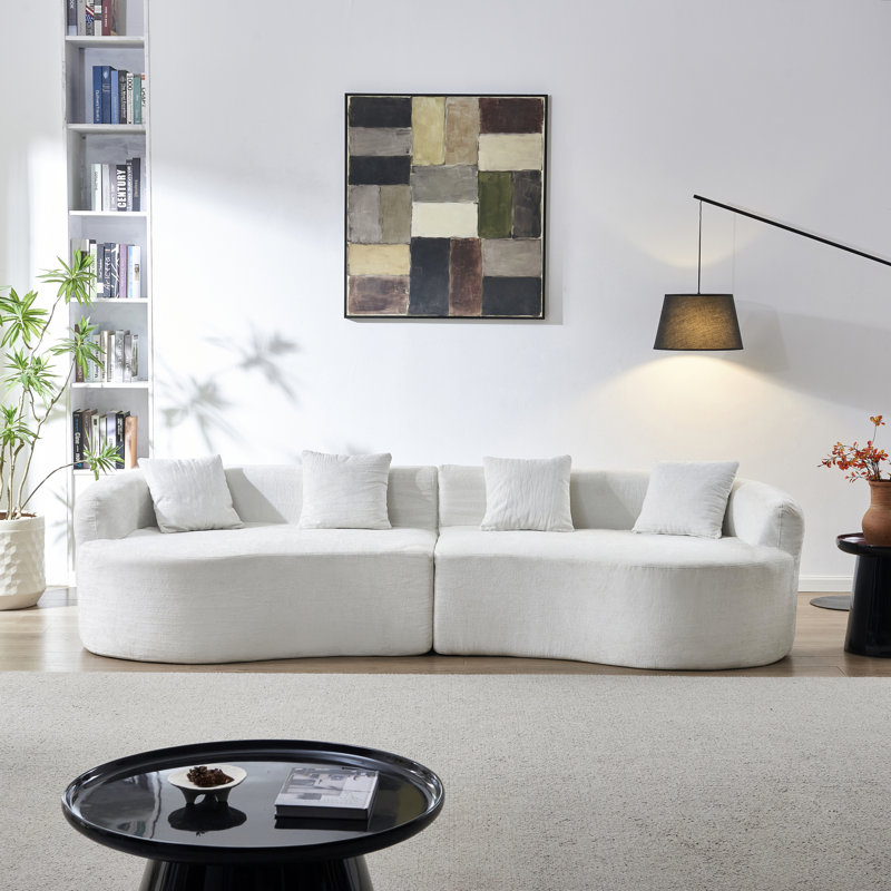 Comfortable Chenille Sofas, Modern Curved Design For Compact Living