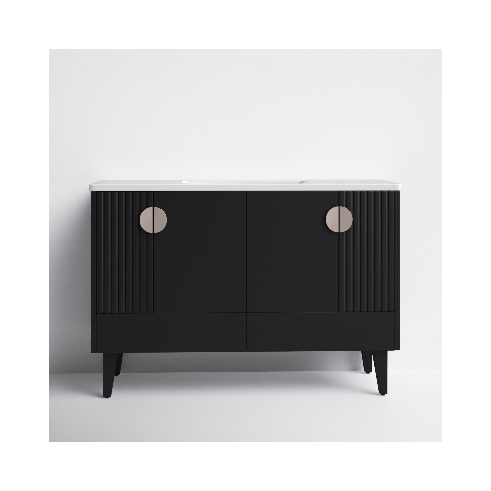 Saimah 48'' Single Bathroom Vanity, Black, Satin Nickel