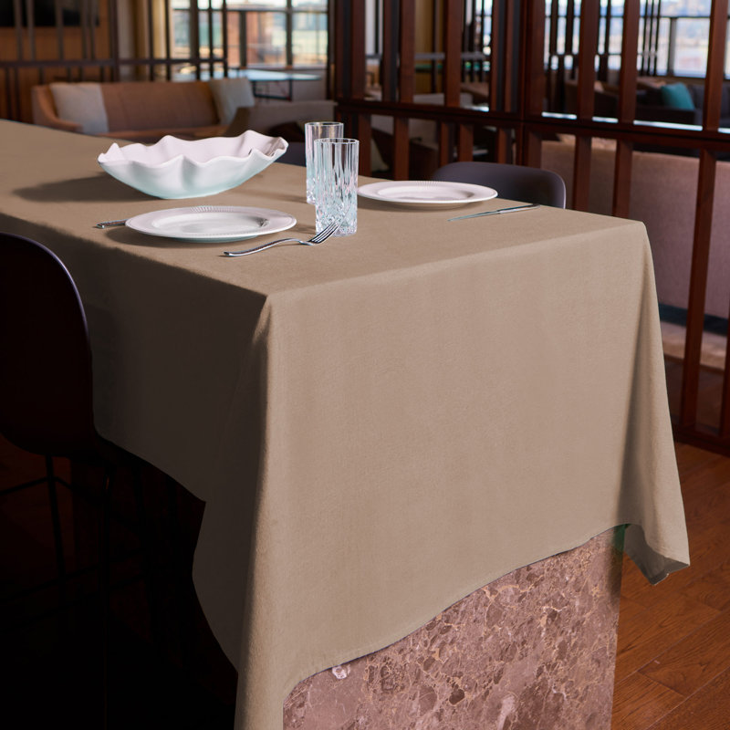 Charleston Woven Cotton Rich Tablecloth 60"x120" In Beige, Beige, 120" L x 60" W