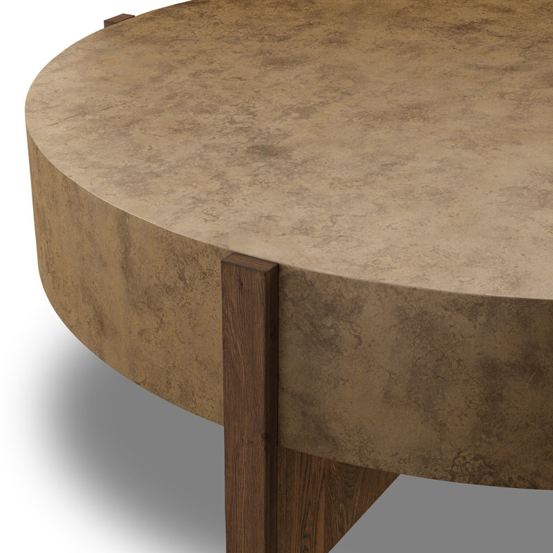 Bingham Coffee Table, 17.75"H x 55"W x 55"D, Antiqued Brass Aluminum