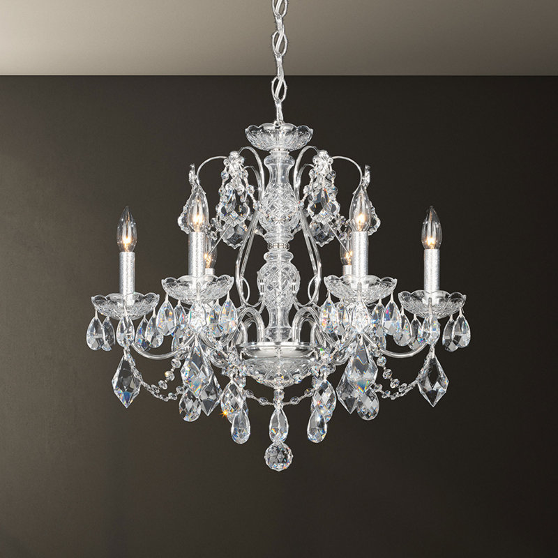 6 - Light Chandelier, Heirloom Gold, Heritage Handcut Crystal Clear