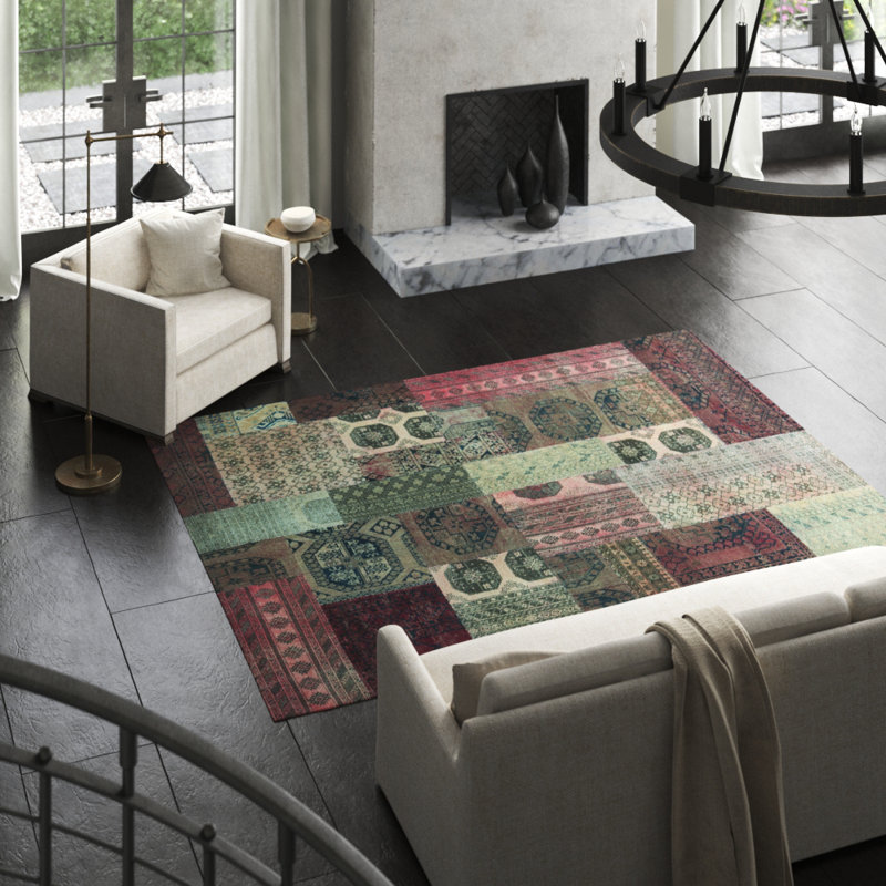 Afghan Wool Patchwork Area Rug