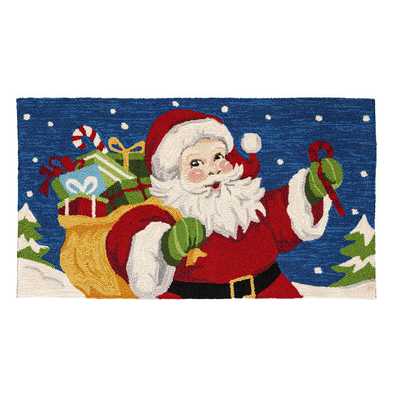 Tapis d'intérieur / extérieur en polypropylène, père Noël, 24 po x 42 po