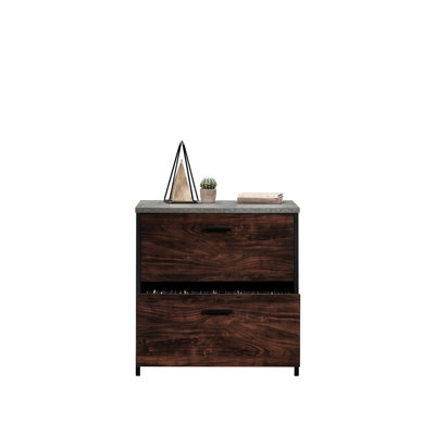 Dark Walnut Lateral File Featuring Full Extension Slides, Modern Brown Finish With Gray Accents, Interlock To Multiple Drawer Opening, Ideal For Home Office Or Living Room, Fully Assembled, Compact