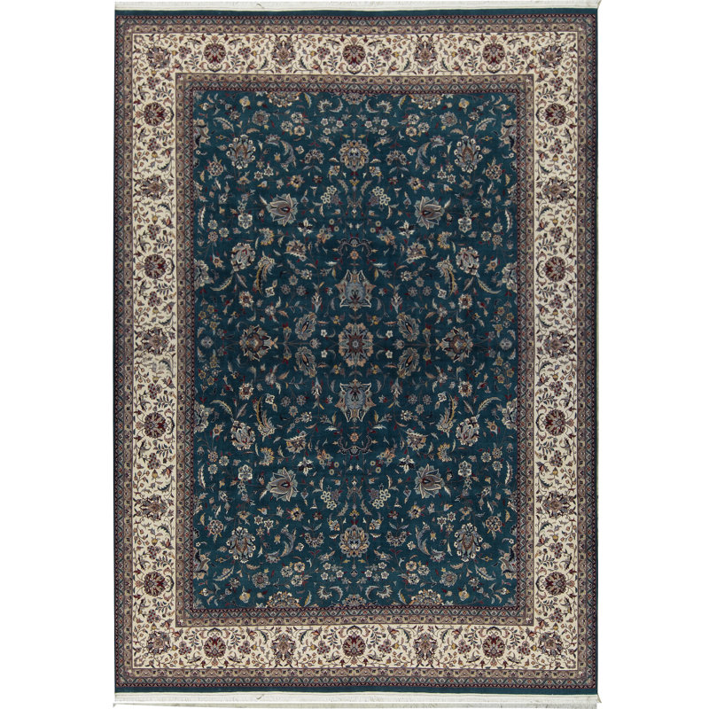 Tapis bleu de haute qualité noué à la main