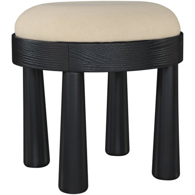 Larea Linen Textured Fabric Upholstered Ottoman
