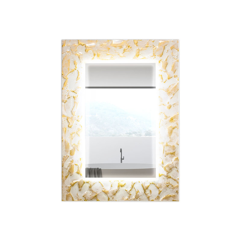 Armiead Flat Glass Lighted Mirror, 38.6" x 27.6", Gold