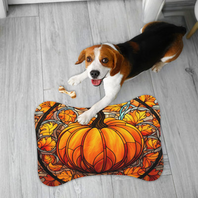 Stained Halloween Pumpkins - 1 Piece Bone Shape Feeding Mat