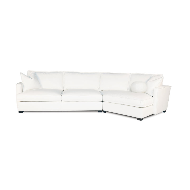 Delano Sectional, Right Hand Facing, White Dreamer Genuine Leather