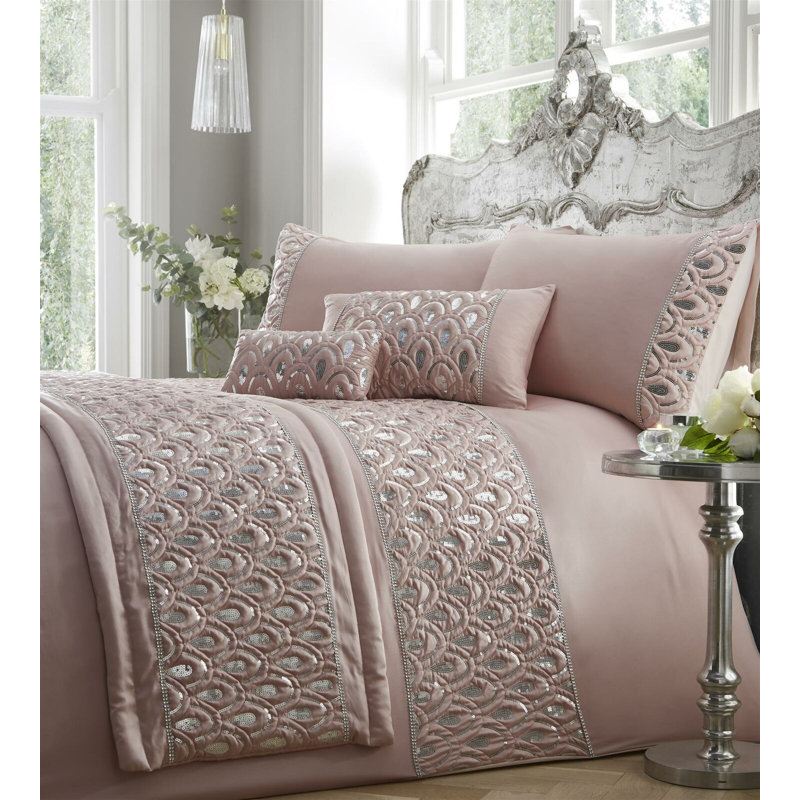 Lamine Geometric Shapes Duvet Cover Set with Pillowcases, Double - 2 Standard Pillowcases, Pink