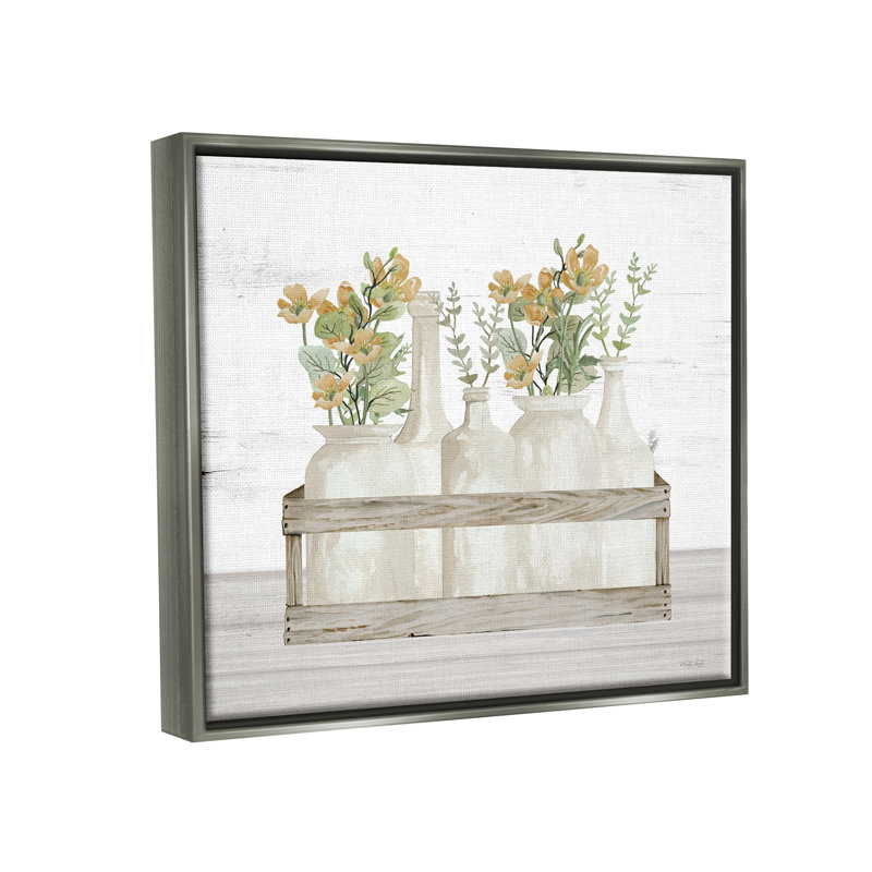 bb-186-Floater " Rustic Herb Jars " Print, 17" H x 21" W x 1.7" D, Luster Gray Floater Frame