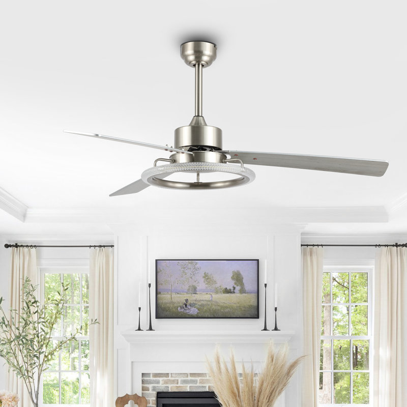 Kolarik 52'' Ceiling Fan with LED Lights, Silver/Ashwood, Silver
