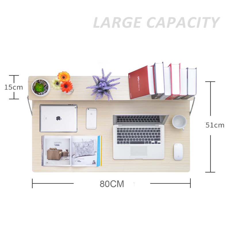Foldable Steel Computer Desk, Beige/White