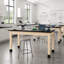 Table de laboratoire de laboratoire d'apprentissage, de laboratoire résistant aux produits chimiques avec plateau en stratifié haute pression noir, pieds en érable massif, mobilier de salle de classe et de laboratoire-133429249-133429252-133429256