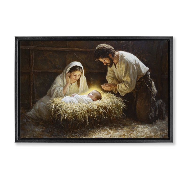 Cadre flottant Christ Nat Born, Cadre flottant noir de jais, H 17 po x l 25 po