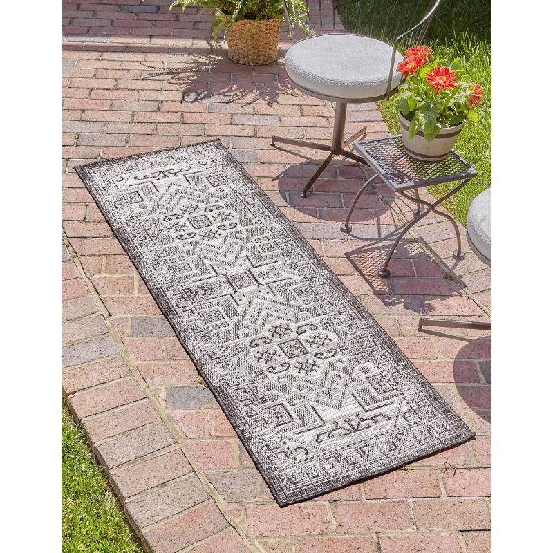 Tapis gris d'extérieur Chand, Tapis de couloir 2 pi x 7 pi 10 po