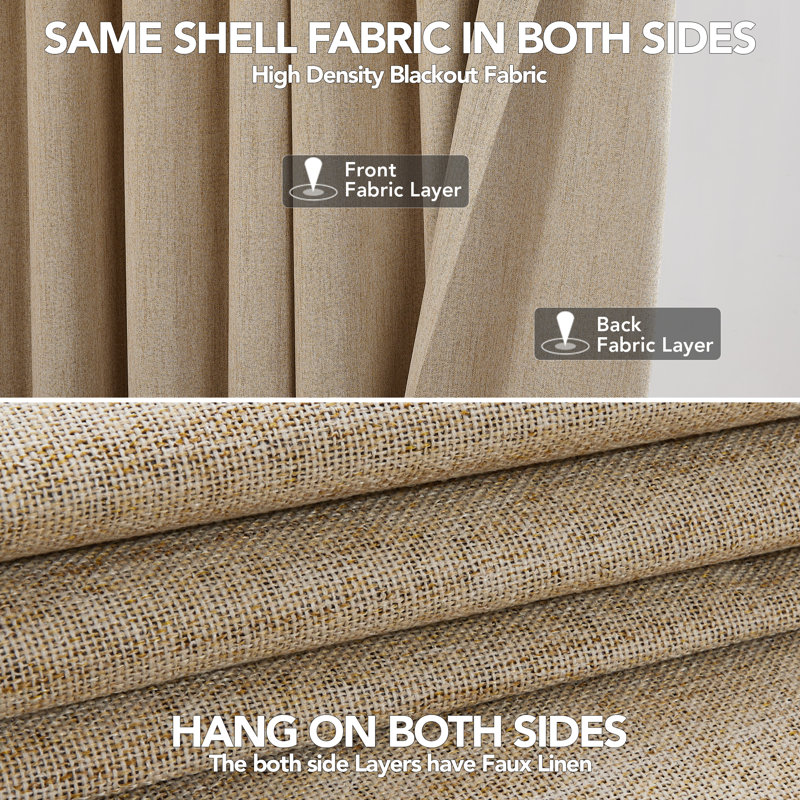 Melosa Blackout Curtain Pair, Taupe, 52" W x 63" L