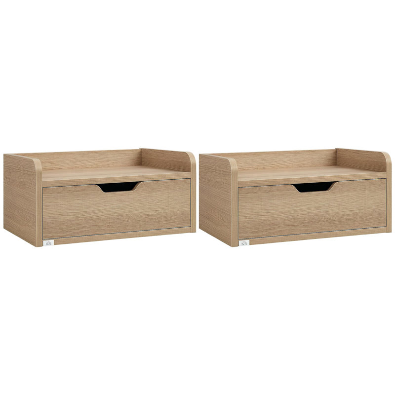 40cm W Manufactured Wood Bedside Table, Light Brown