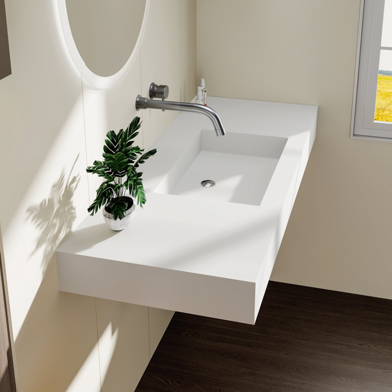 Chloe MEDUNJESS 47'' Wall Mount Bathroom Sink Solid Surface Bathroom Sink in White
