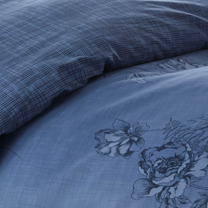 Harmony Blue Floral Microfiber Twin/Twin XL Duvet Cover Set
