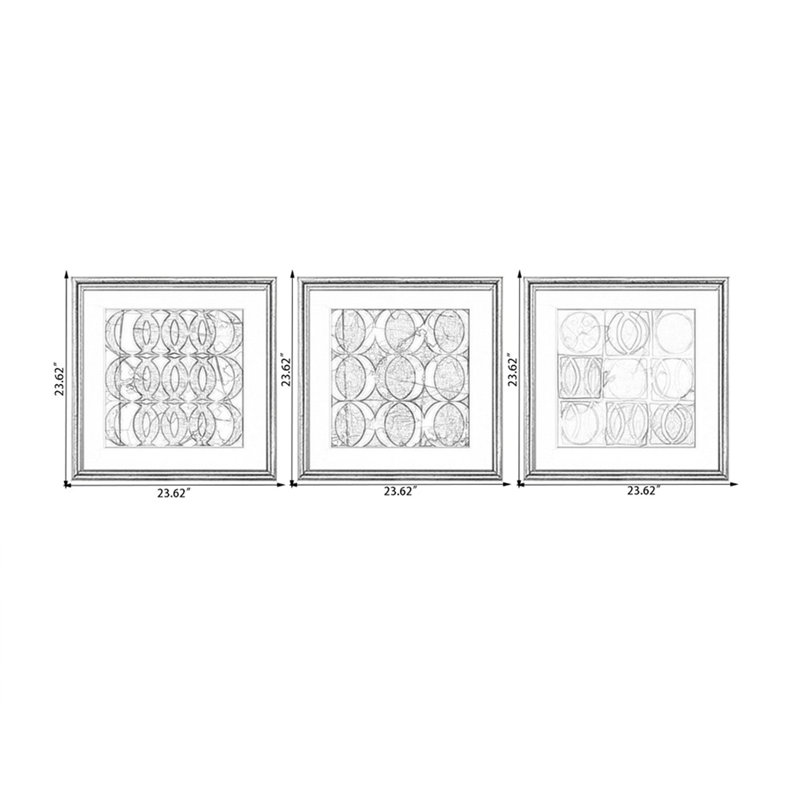 Ensemble de 3 pièces d'art mural Mid-Century, H 27,56 po x l 82,68 po