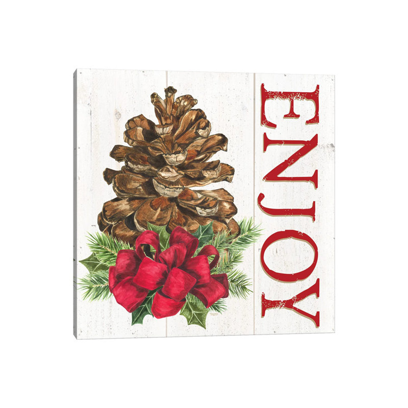 Pomme de pin «Home for the Holiday Enjoy» par Tara Reed - imprimé, H 12 po x l 12 po x P 0,75 po, Toile tendue, Aucun mat