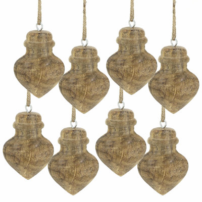 Décorations suspendues en bois D3.1X3.5 pouces pour Noël et toute l'année, ensemble de 8