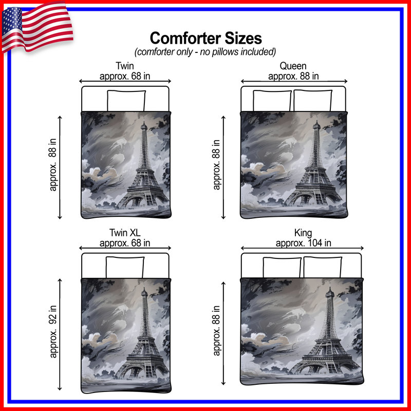 Eiffel Tower Bedding Architecture Comforter Modern, Twin Extra Long