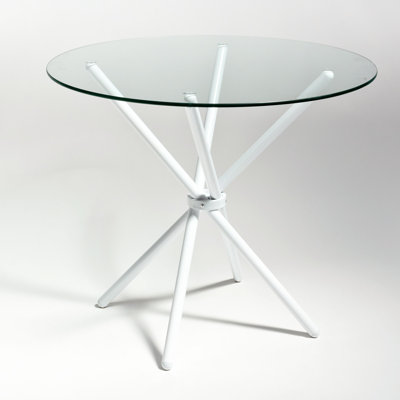 Metairie Round Glass Top Dining Table with Steel Base
