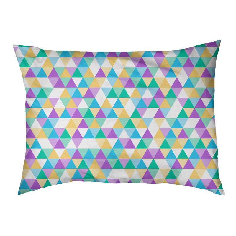 Coussin d’extérieur triangle Campion, Très grand (l 52 po x P 42 po x H 17 po), Bleu / mauve pale