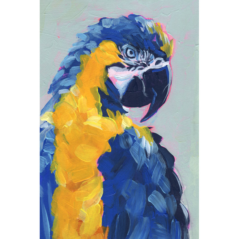 Pop Art Parrot II by Jennifer Paxton Parker - Painting, 122cm H x 81cm W, Black Floater Framed