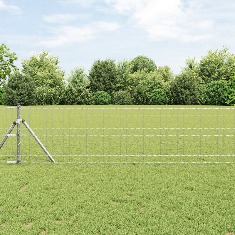 Galvanised Steel Border Fencing, Silver, 40 x 5000 x 0.2 cm
