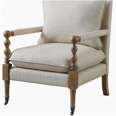 Wooden Accent Chair With Turned Legs