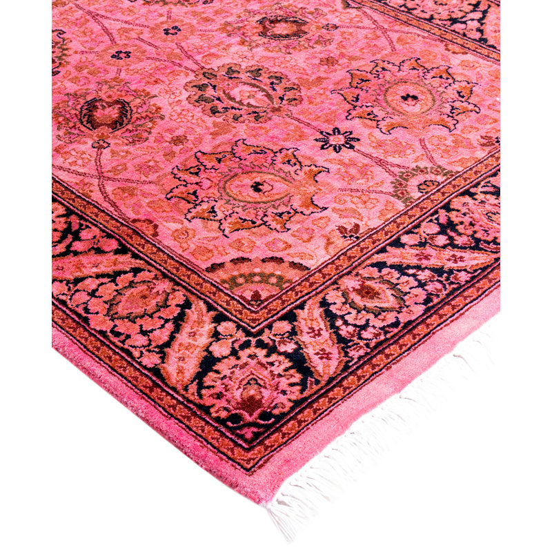 Overdyed Hand-Knotted Wool Modern-Contemporary Pink Runner 2' 5" x 9' 1"