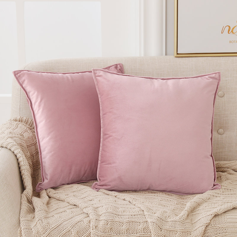 Fritch Square Throw Pillow Cover, 55cm H x 55cm W x 1cm D, Baby Pink