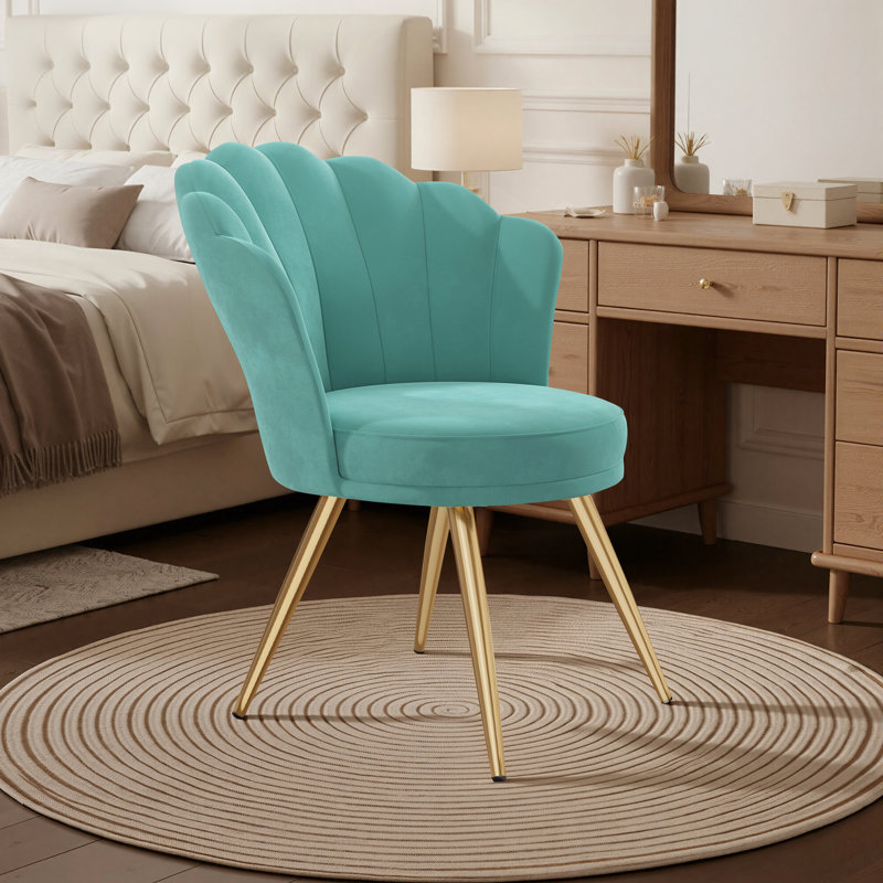 66cm Wide Velvet Barrel Chair Accent Chair with Gold Legs Upholstered Armchair with Padded Seat & Back – Modern Comfy Vanity Chair for Bedroom, Living Room, Makeup Room