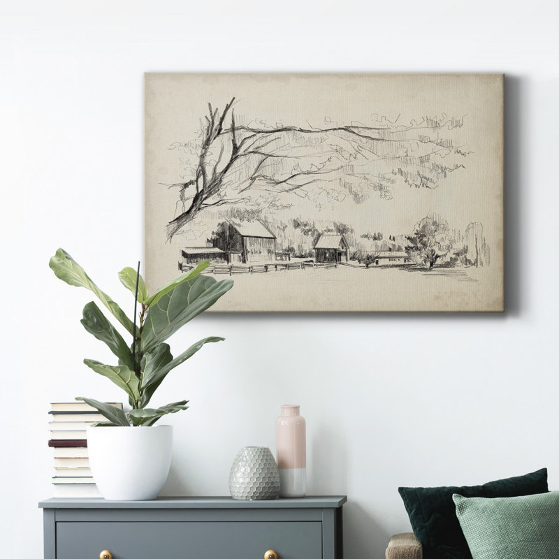 " Sketched Barn View I ", 32" H x 48" W x 1" D