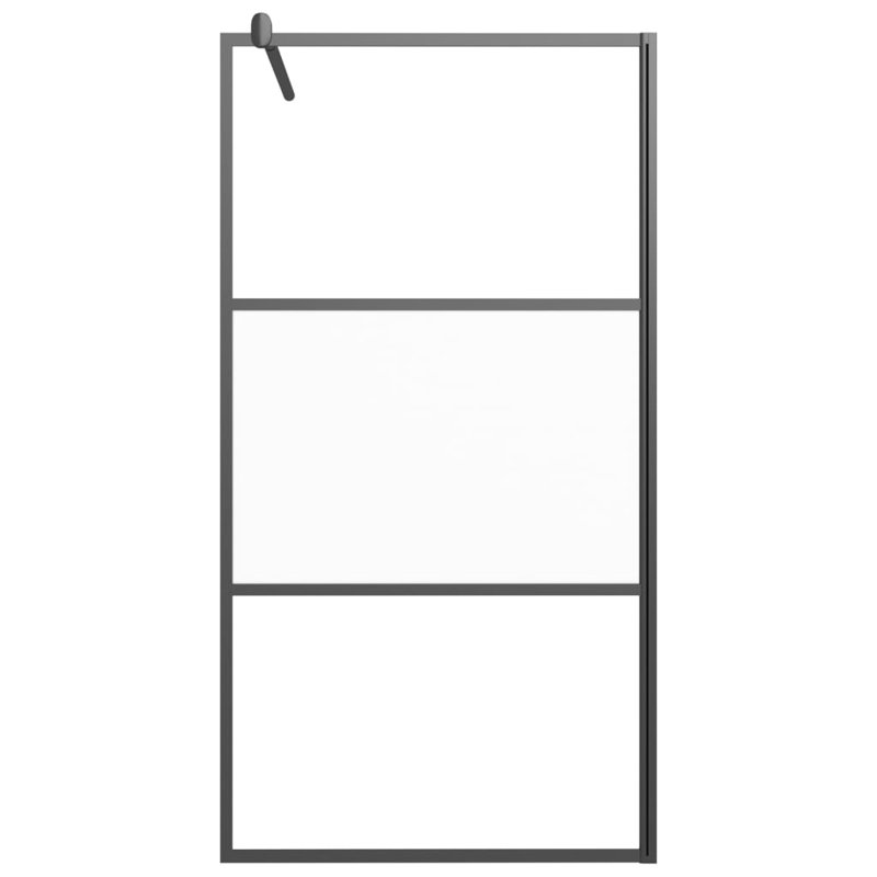VidaXL Walk-in Shower Wall with Whole Frosted ESG Glass 39.4" x 76.8", Black, Half Frosted