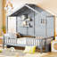 Lit simple avec tablettes, toit captivant blanc et fenêtre-383713579