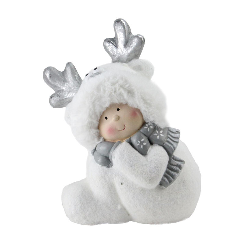 Décoration de table de Noël enfant 12,5 "souriant et blanc avec renne