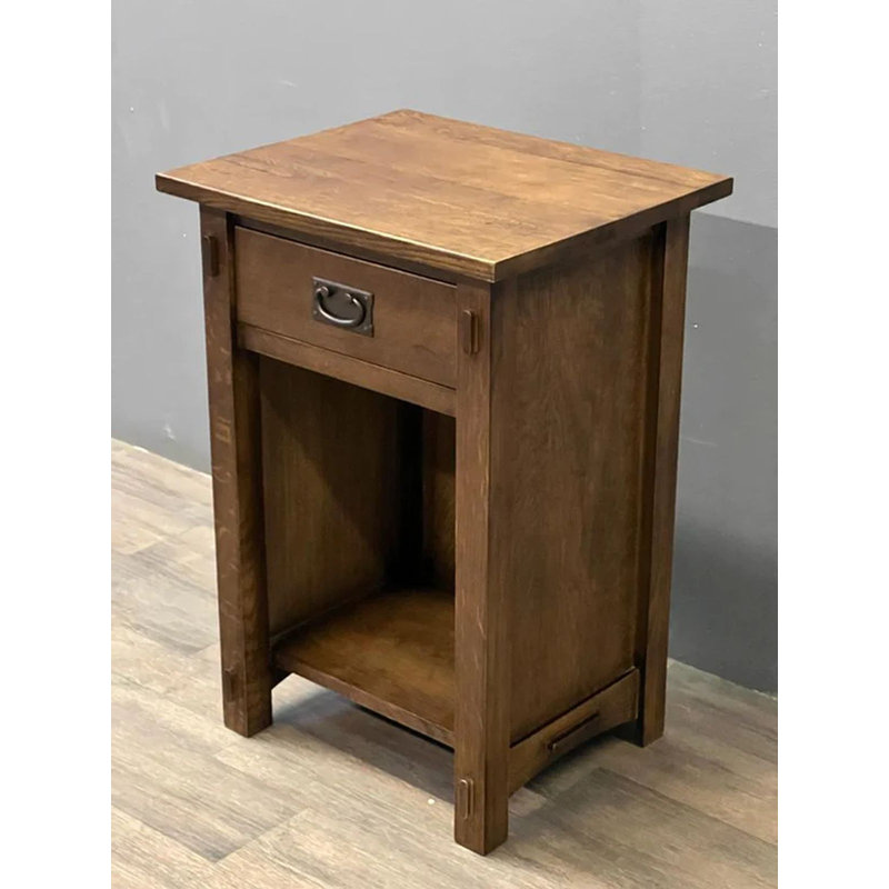 Table de bout en bois massif avec rangement Shabbona
