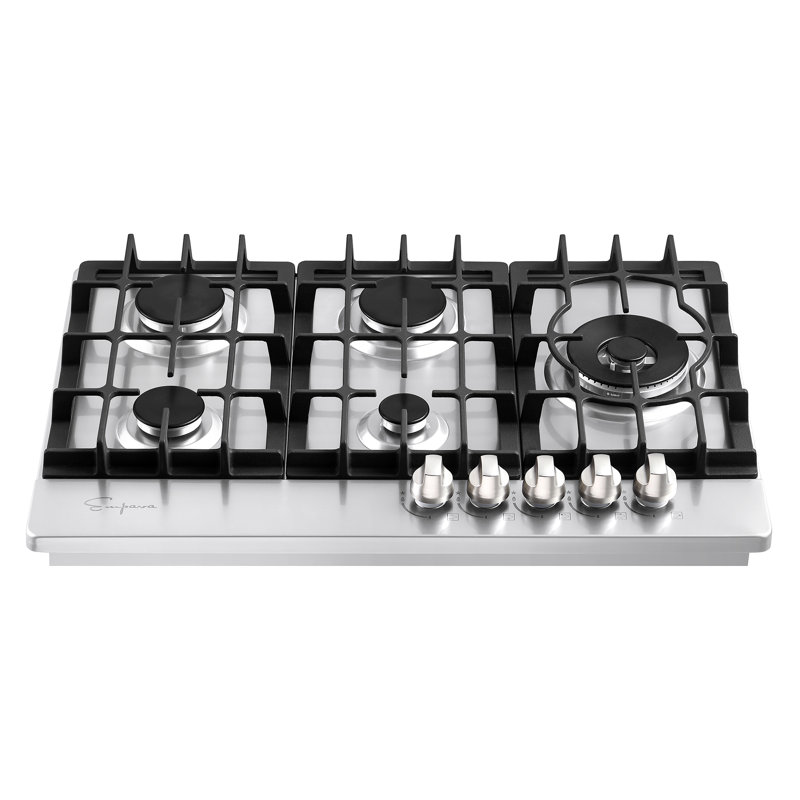 Plaque de cuisson encastrable au gaz naturel de 30 po à 5 brûleurs Empava en acier inoxydable, avec convertible LP, certifié CSA, cuisinière
