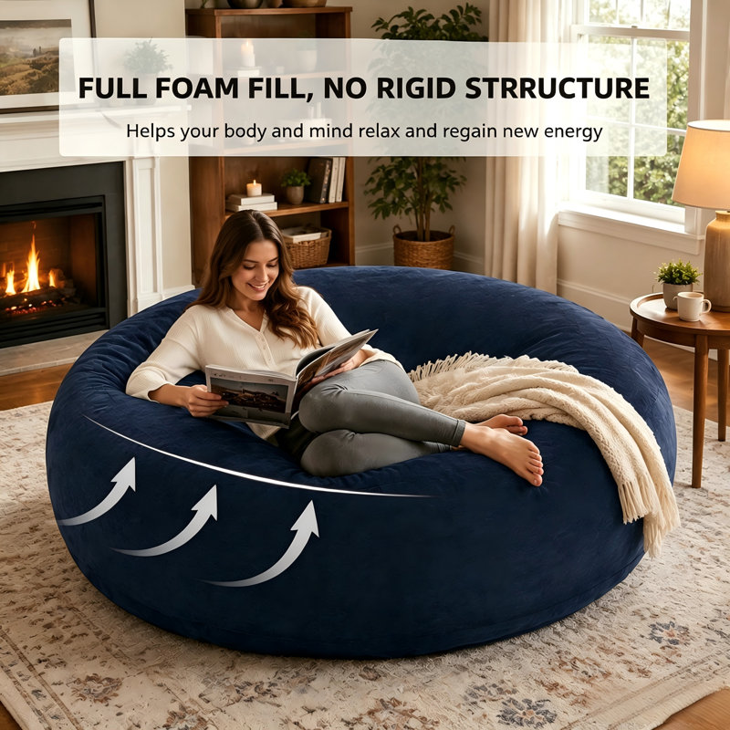 Fabric Outdoor Friendly Bean Bag Chair, Blue