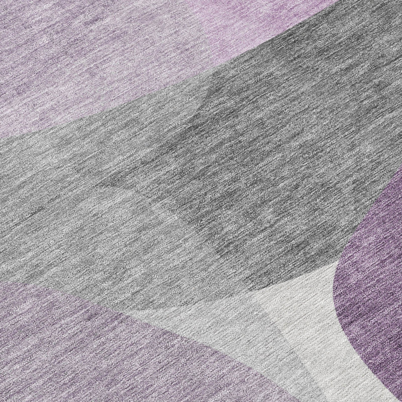 Tapis mauve lavable à la machine intérieur / extérieur Xhevrie, Rectangulaire 8 pi x 10 pi