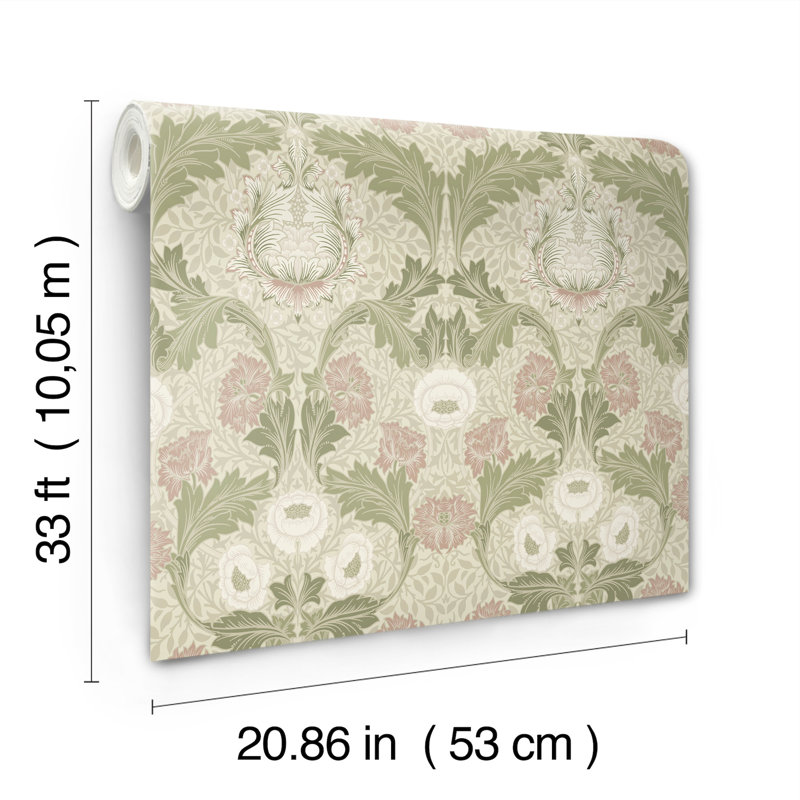 Myrtle Mauve Floral Ogee Wallpaper, Purple